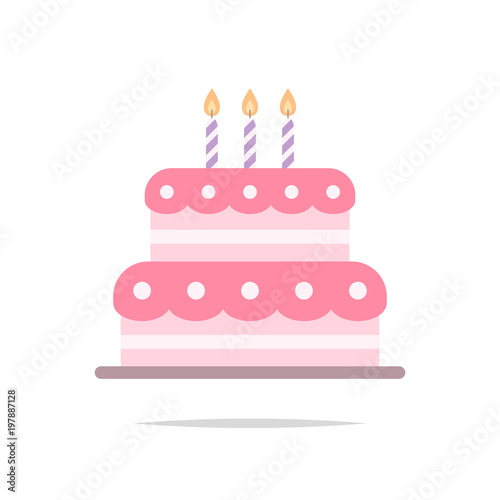 Birthday cake flat icon vector