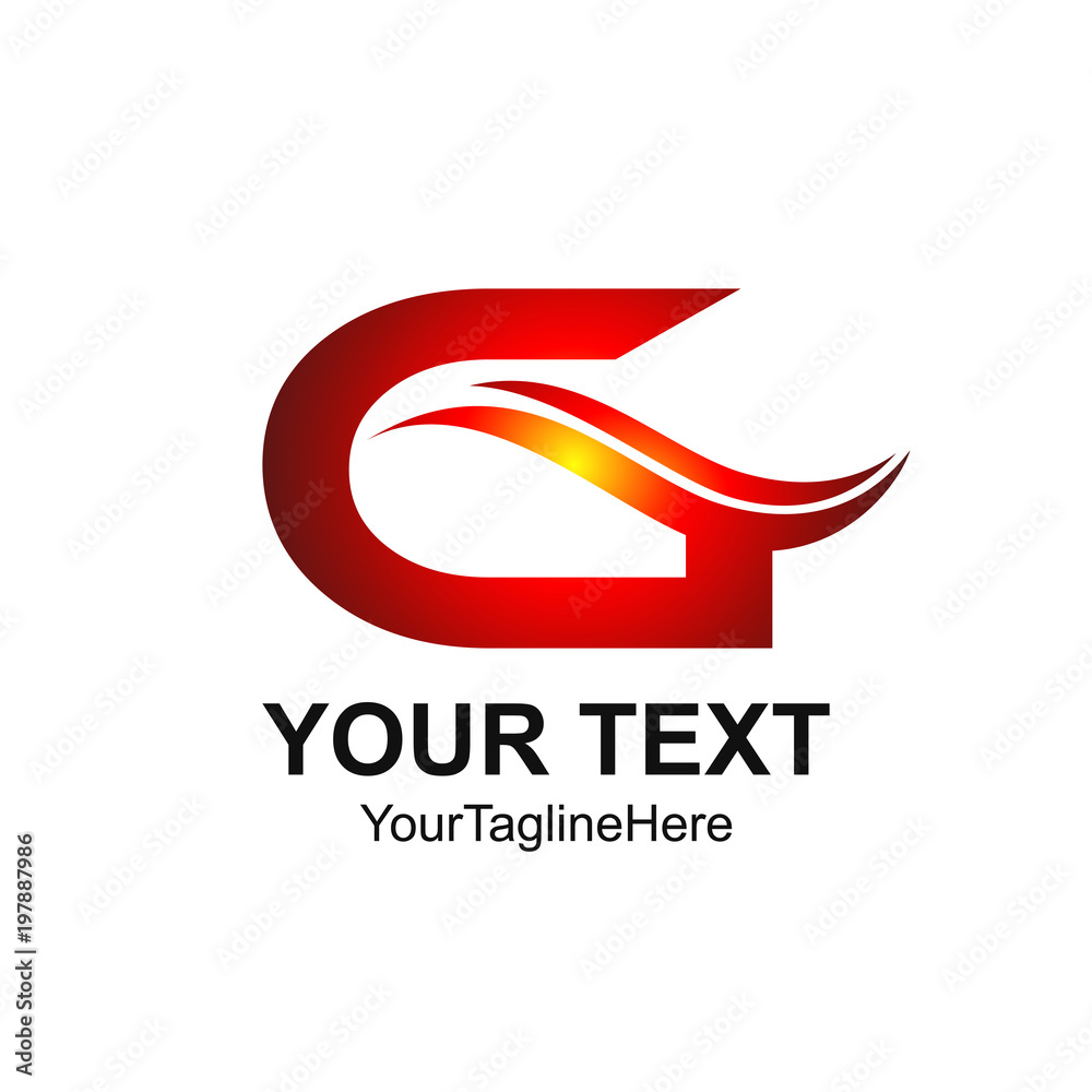 Initial letter G logo template colored red swoosh wave design for business and company identity Initial letter G logo template colored red swoosh wave design for business and company identity
