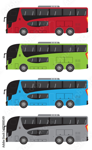 Set of Tour Bus or Intercity 12 Meter Bus Vector