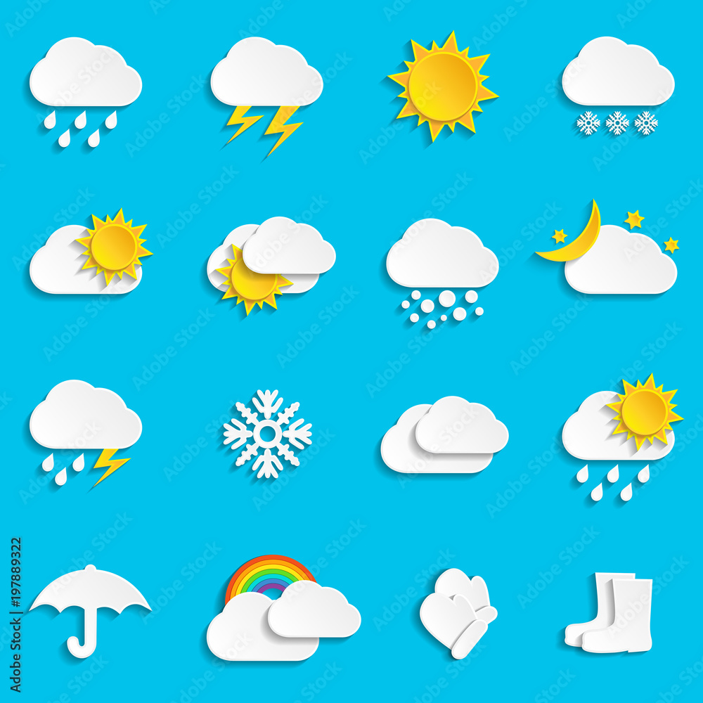Abstract paper weather icons
