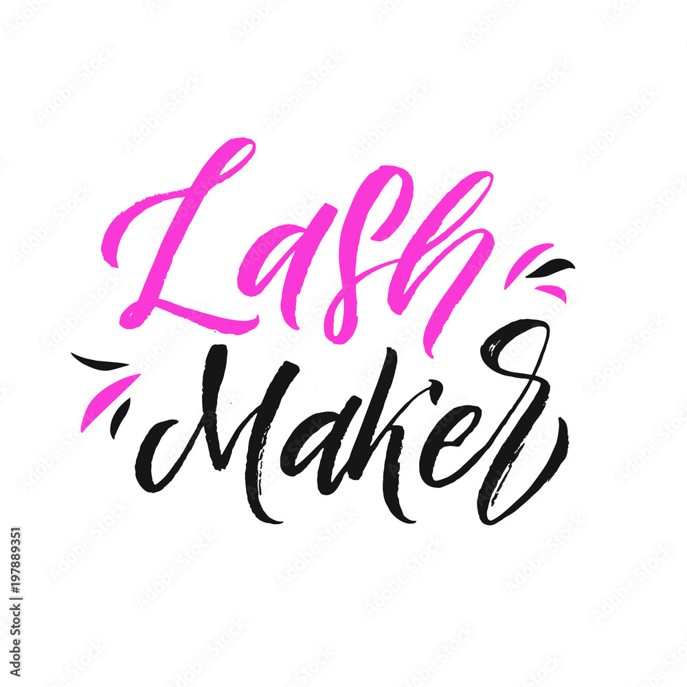 Brows and lashes lettering. Vector illustration of lashes and brows. For beauty salon, lash extensions maker, brow master