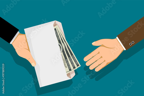 Man gives an envelope with money.