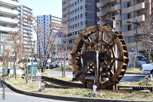 Water wheel in Niiza city, Japan