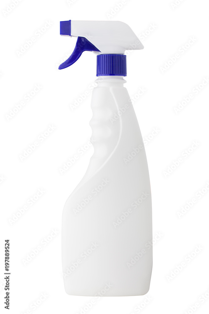 blank plastic, bottle spray, cleanser, isolated on white background, clipping path blank plastic, bottle spray, cleanser, isolated on white background, clipping path