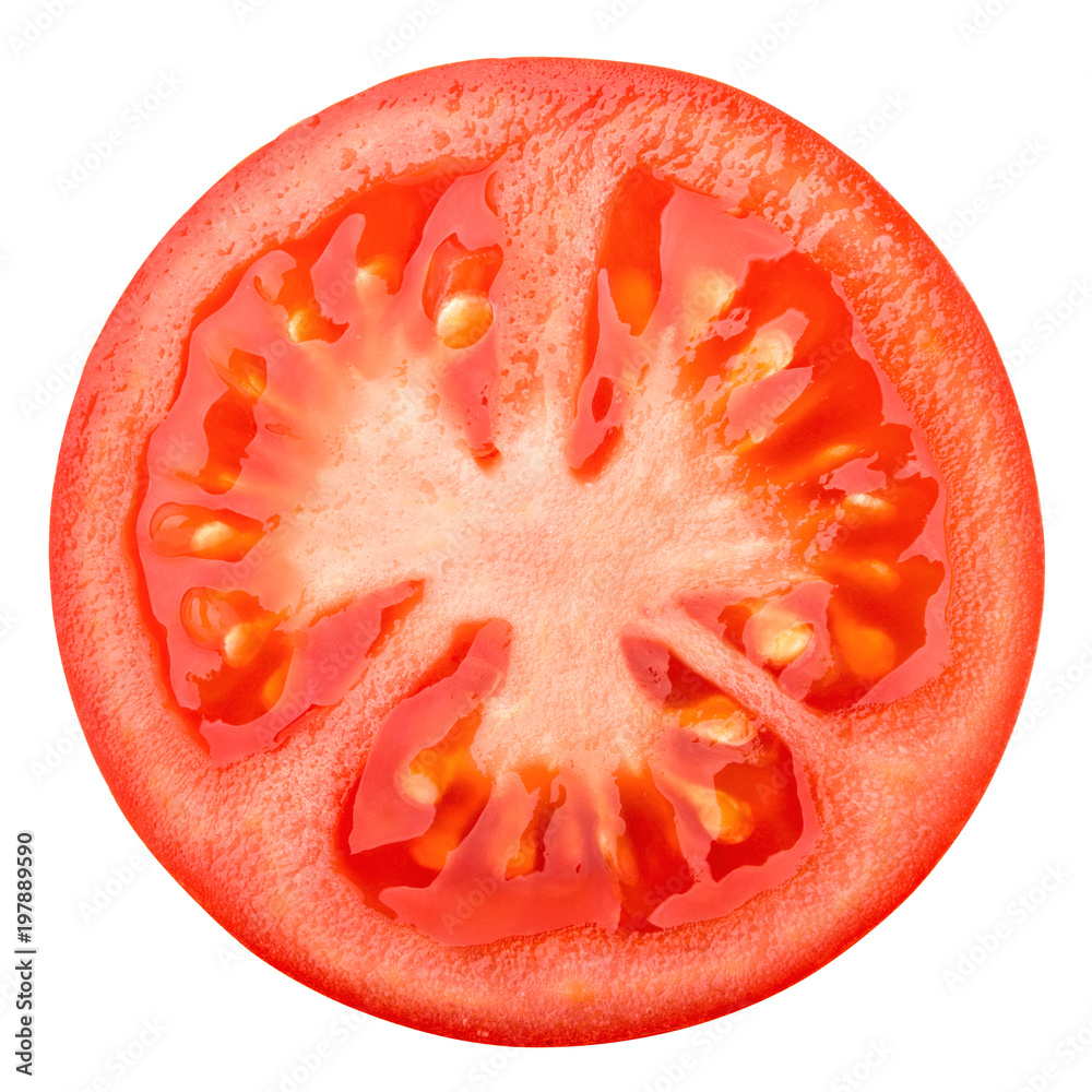 tomato slice, isolated on white background, clipping path, full depth of field tomato slice, isolated on white background, clipping path, full depth of field