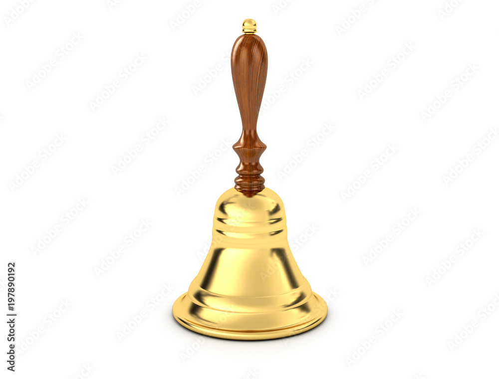 Hand bell on a white background. 3D illustration Hand bell on a white background. 3D illustration