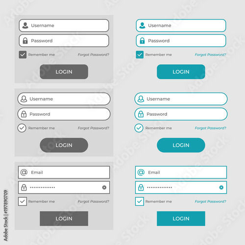 set of member login page design elements. vector illustration