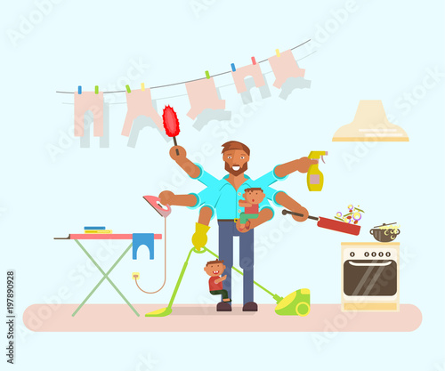Father in funny cartoon style