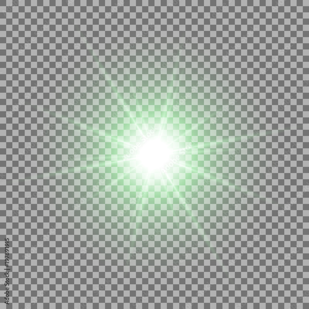 Shining star on transparent background, green color Shining star on transparent background, green color
