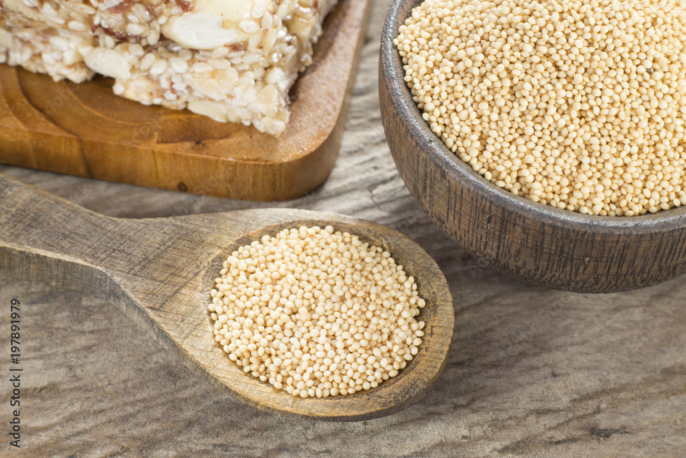 Grains and amaranth bar (Amaranthus)