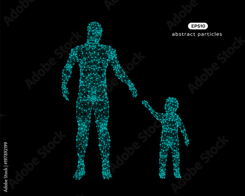 Abstract vector illustration of father and son.