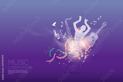 Photography The particles, polygonal, geometric art - music.