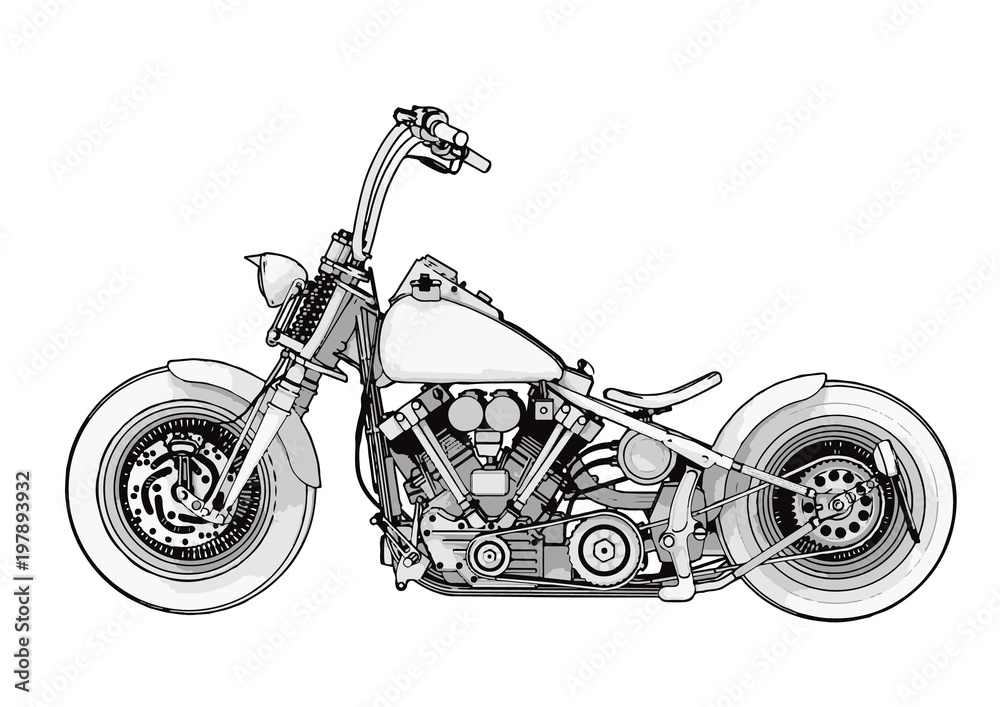 Fototapeta sketch of a motorcycle vector