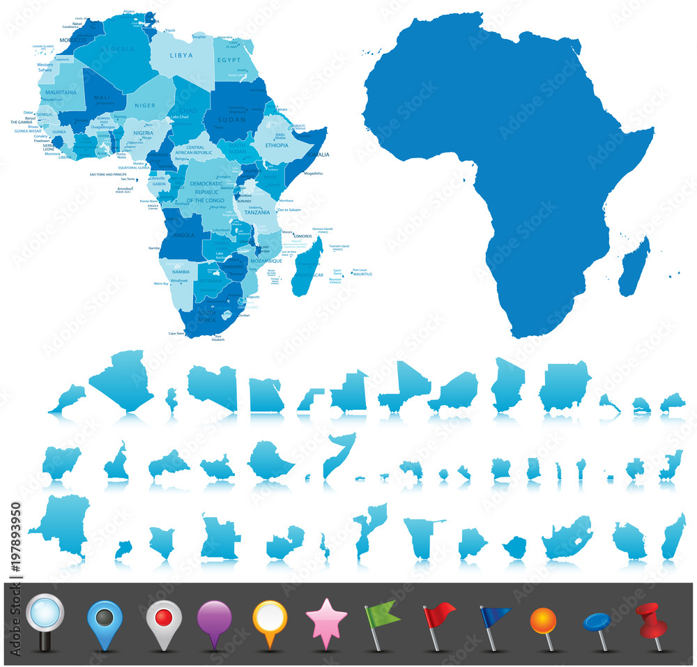 Obraz premium Africa-highly detailed map.All elements are separated in editable layers clearly labeled. Vector