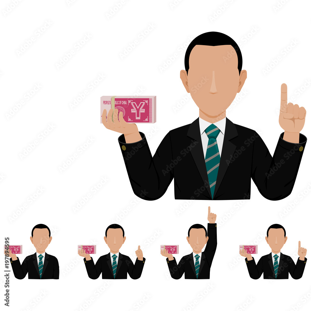 An investor with the bundle of Yuan banknote on transparent background
An investor with the bundle of Yuan banknote on transparent background