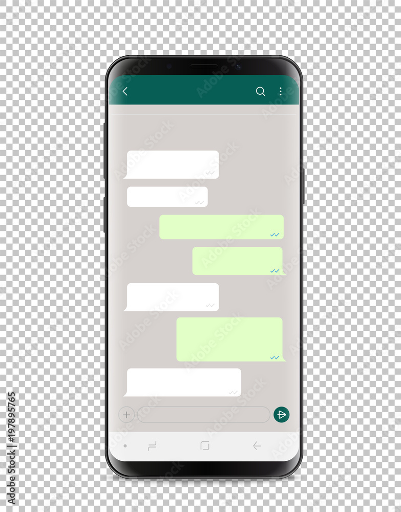 Modern smartphone with blank chat interface. Layered and detailed mockup Modern smartphone with blank chat interface. Layered and detailed mockup