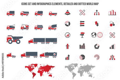 Trucks icons set. Vector silhouettes of vehicles