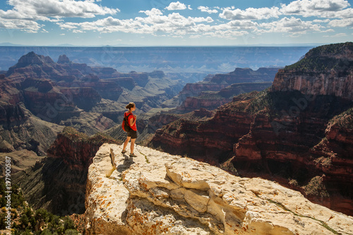 A hiker in the Grand Canyon National Park, North Rim, Arizona, USA