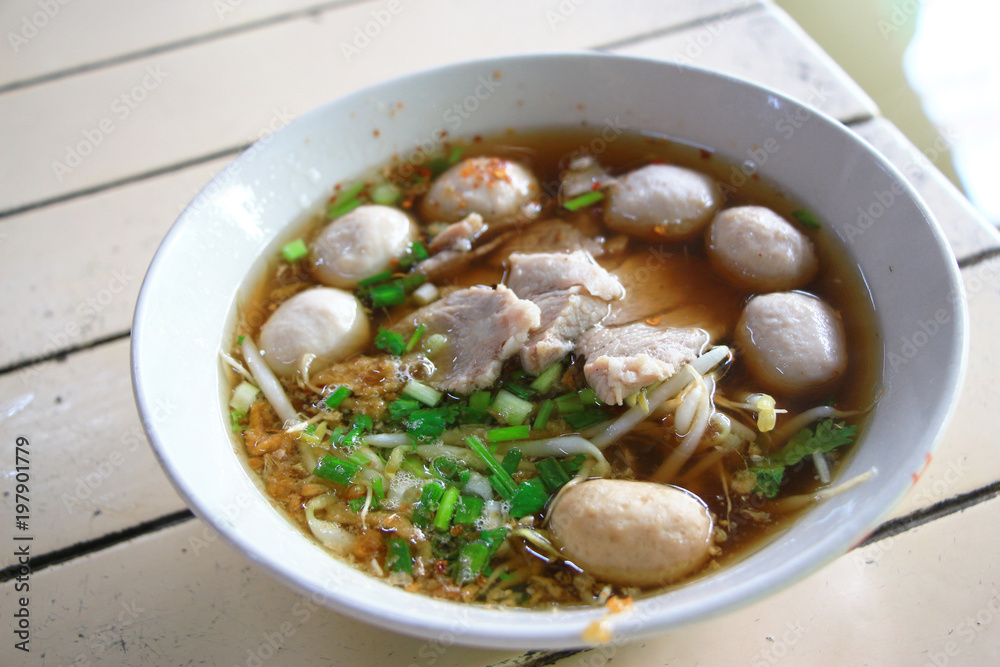 Noodles beef noodle soup in Thai style