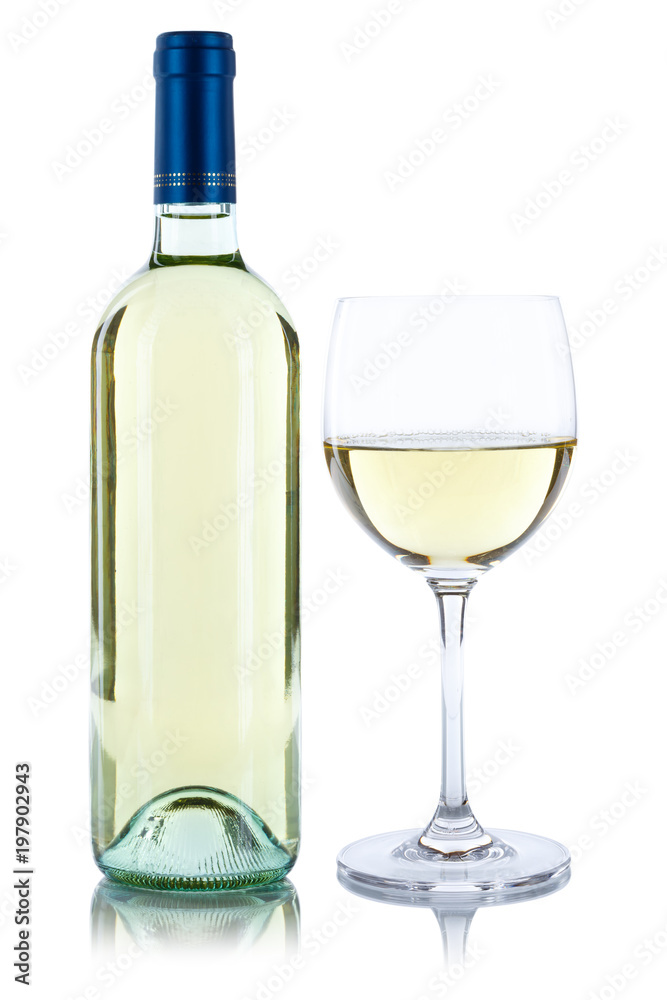 Weinflasche Weinglas Wein Flasche Glas Weißwein Weisswein Alkohol  freigestellt Freisteller Stock-Foto | Adobe Stock