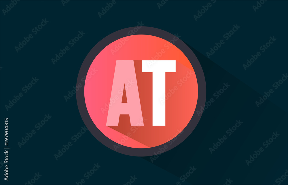 blue pink alphabet letter at a t logo combination with long shadow design blue pink alphabet letter at a t logo combination with long shadow design