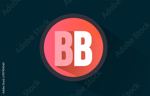 blue pink alphabet letter bb b b logo combination with long shadow design