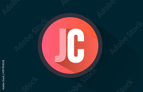 blue pink alphabet letter jc j c logo combination with long shadow design