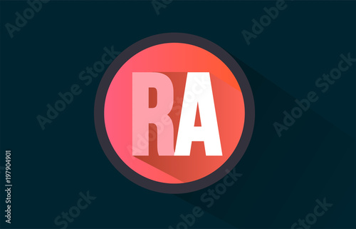 blue pink alphabet letter ra r a logo combination with long shadow design