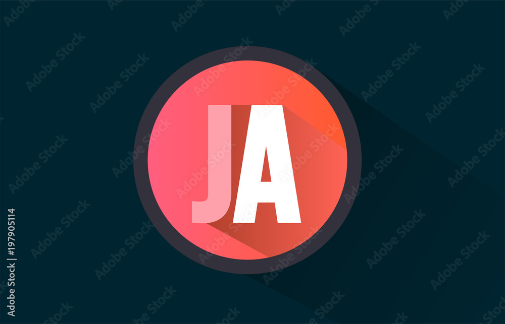 Fototapeta premium blue pink alphabet letter ja j a logo combination with long shadow design