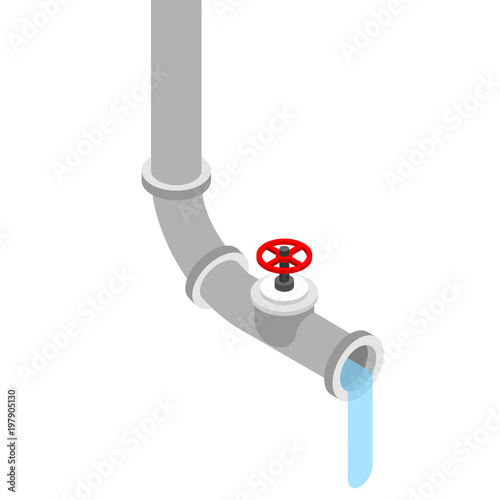 Drain pipe isolated. Sewerage. Tapping water supply.