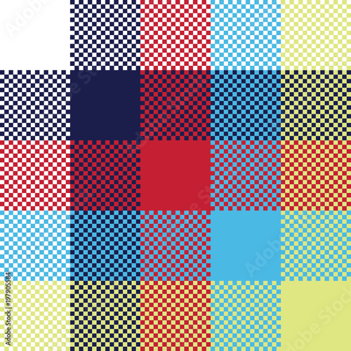 Colored check pixel tablecloth seamless pattern