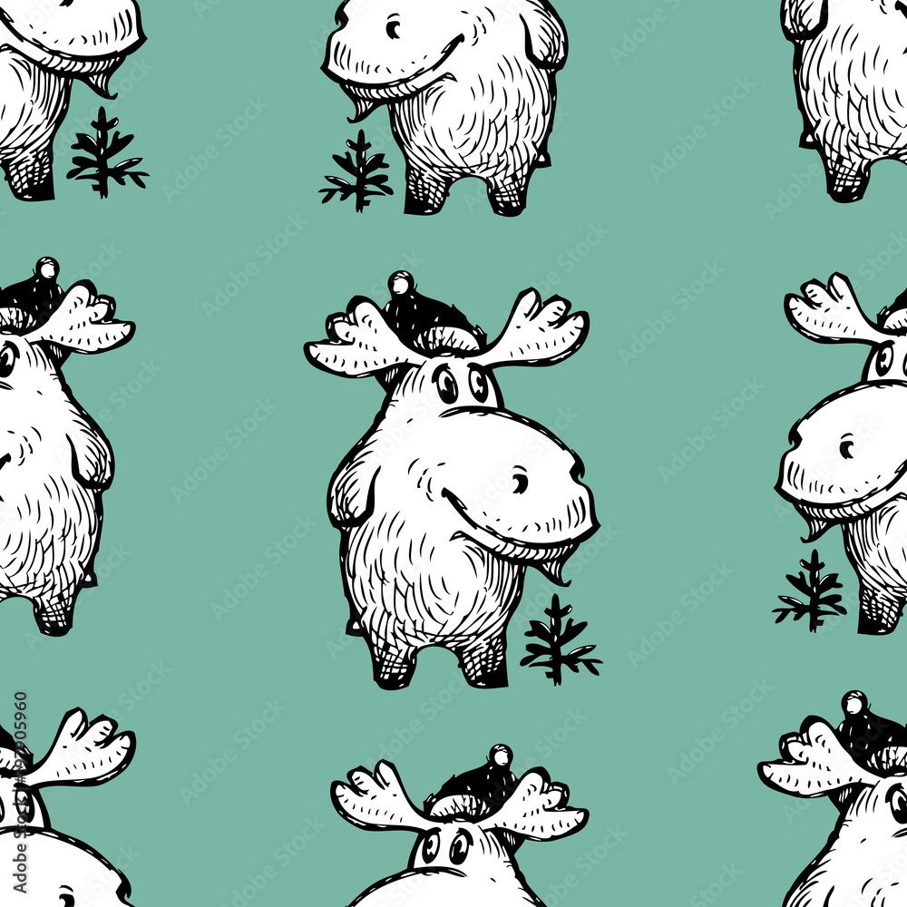 Obraz premium pattern of the funny cartoon deers