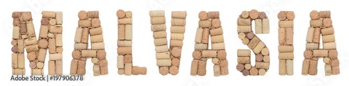 Grape variety Malvasia made of wine corks Isolated on white background photo