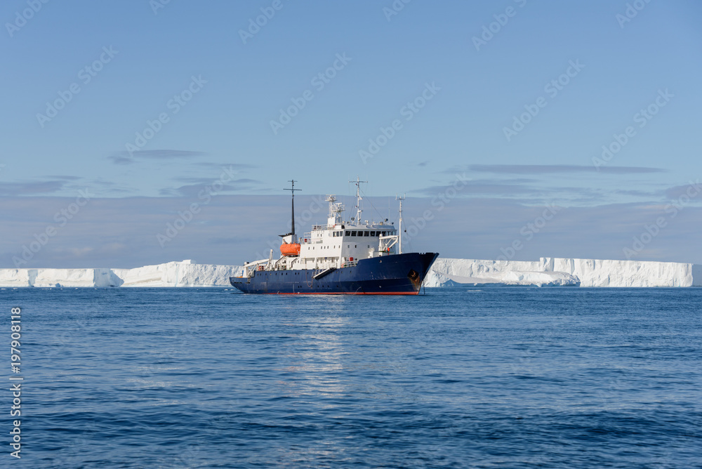 Expedition ship in Antarctic sea