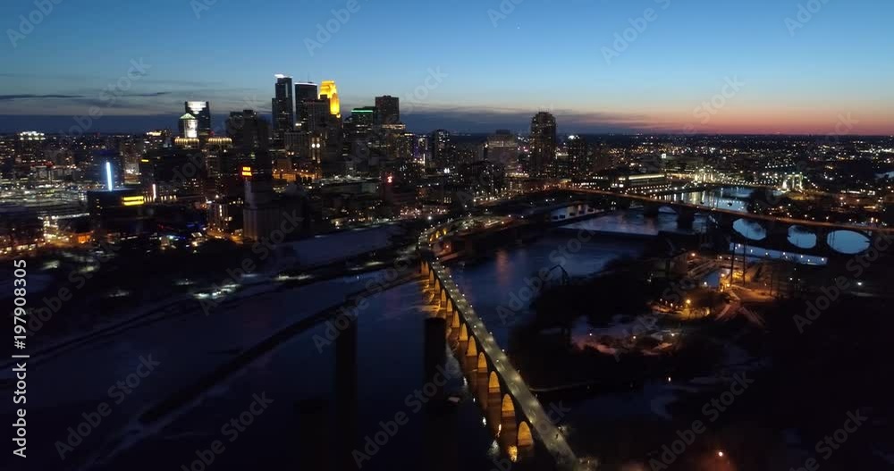 Minneapolis aerial skyline - City at night - 4K Minneapolis aerial skyline - City at night - 4K