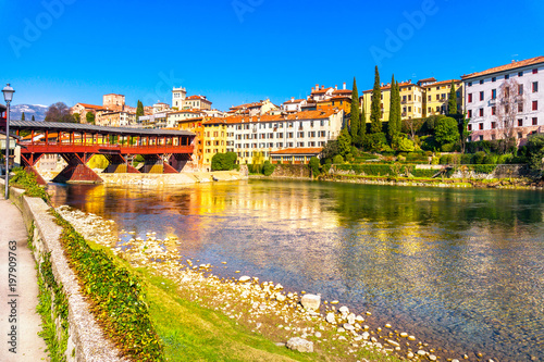 Bassano del Grappa, Old Bridge also known as Bridge of the Alpini. Vicenza, Italy
