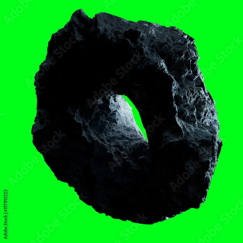 Fototapeta Naklejka Na Ścianę i Meble -  Dark rock asteroid isolated 3D rendering