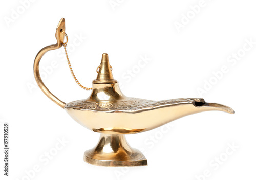 Aladdin magic lamp on white background photo