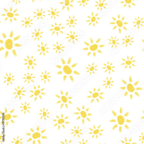 Sun seamless pattern background. flat vector illustration. Sun with ray sign symbol pattern.