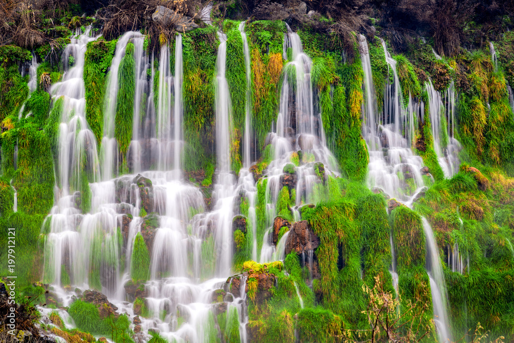Fototapeta premium Hagerman Valley Idaho Thousand Springs state park waterfall cascades over grasses