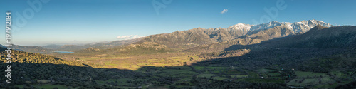 Panoramic view of Regino Valley and mountains in Corsica