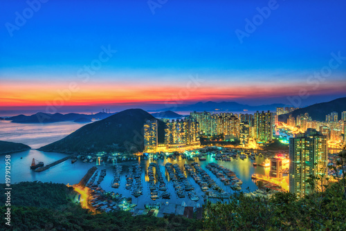Aberdeen Typhoon Shelters on the South Shore of Hong Kong Island in Sunset time © kingrobert