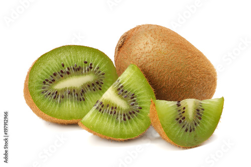 Slices kiwi fruit isolated on white background