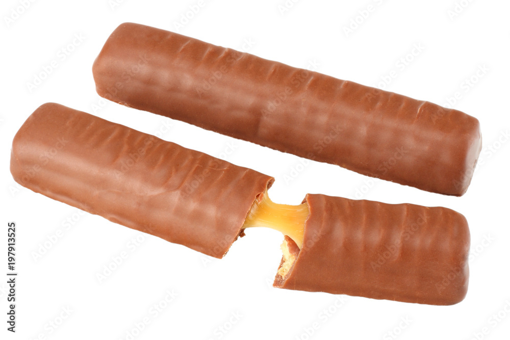 Caramel Chocolate Bar Isolated On White Background Caramel Chocolate Bar Isolated On White Background