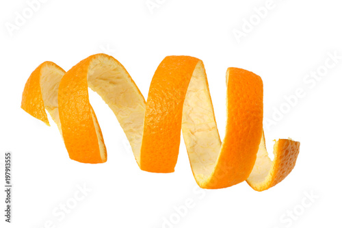 fresh orange peel isolated on white background