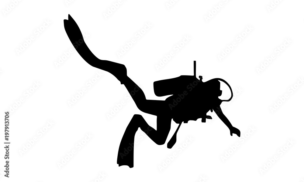 Fototapeta premium vector image of a divers silhouette J