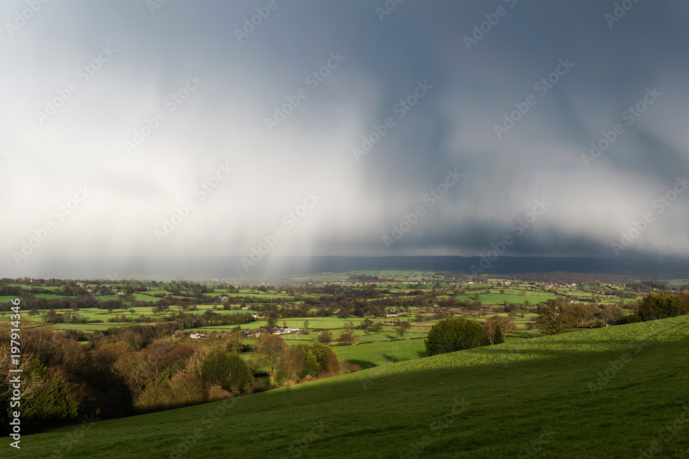 Derbyshire a county in England,UK.Very extreme weather and hail storm over the village of South wingfield. Derbyshire a county in England,UK.Very extreme weather and hail storm over the village of South wingfield.