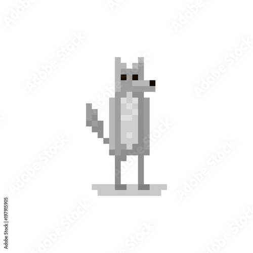 Pixel character wolf for games and websites