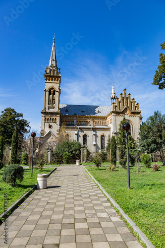 BATUMI, GEORGIA - MARCH 17, 2018: Exterior of the Cathedral of the Nativity of the Blessed Virgin. Built in 1903 