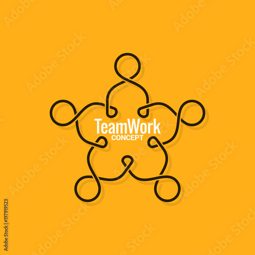 teamwork logo business line concept on yellow background